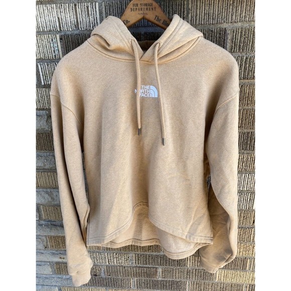 The North Face Women's LARGE Cropped Front High Low Hoodie Tan Beige Pullover - Picture 1 of 6